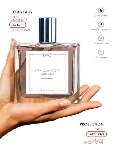 Image of EM5 Vanilla Noir Unisex Perfume | Vanilla Aromatic Woody Powdery Fragrance | Eau de Parfum Spray | Strong & Long Lasting Scent | Luxury Gift for Him & Her | 50ml