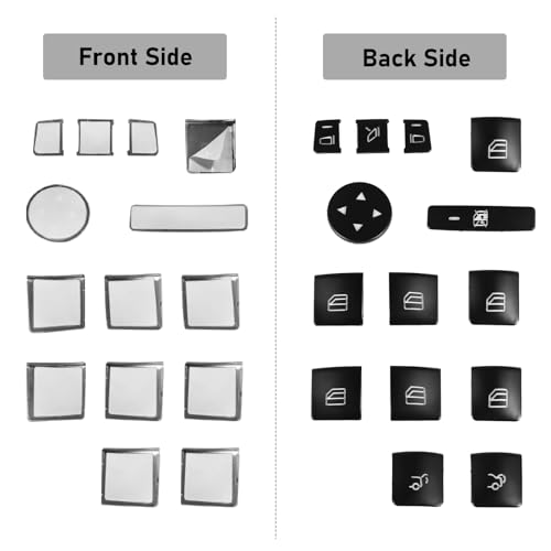 Moonlinks Inner Door Power Window Switch Button Cover Trim Sticker Replacement for Mercedes Benz A B C E G GLA CLA GLK GL ML GLE Class W204 W212 W246 W166 X166 X204 Tesla Modle X S 14pcs