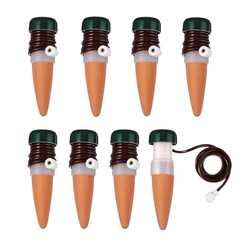 Goutteurs d’arrosage Automatique 8 Pièces Auto-arrosantes en Terre Cuite Cône en Argile d’arrosage Distributeurs d'eau pour Plantes d'intérieur,Plantes...