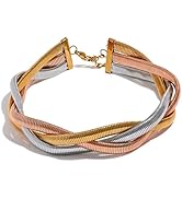 VIEN Chain Weave Thick Torques Punk Metal Choker Necklace Attractive Fashion Jewelry Gold-plated ...