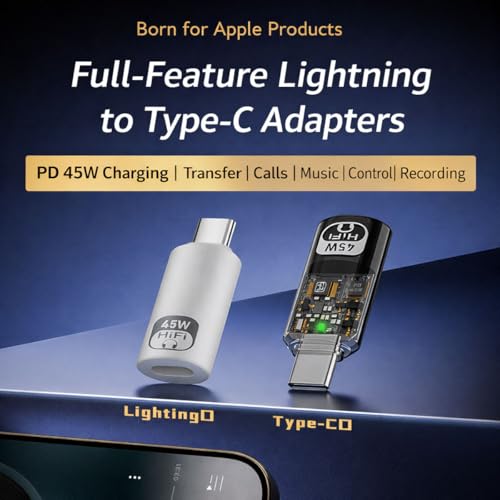 Image of USB C to Lightning Audio Adapter, Audio Converter with 45W Charging Support and 480Mbps Data Transfer, Compatible with Lightning Earphones, iPhone 16 /15 Series and Selected iPad Models