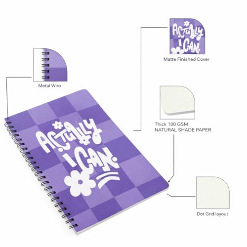 Image of PAPBOO A5 Handy, Actually, Easy to Carry Spiral Wiro Notebook : 100 GSM Natural Shade Paper, Dot Grid, 120 Pages, Journal, Diary, Gift