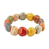 MINACHI Boho Hippie Colorful Ceramic Heart Shaped Beads Strand Bracelet Gift for Women