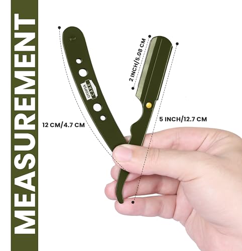 Image of Utopia Care Professional Barber Straight Edge Razor Safety with 100 Pack Blades, Green
