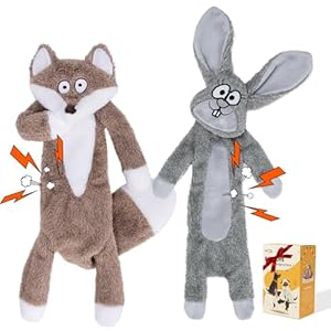 HGB Squeaky Dog Toys, No Stuffing Crinkle Plush Dog Toys to Keep Them Busy & Puppy Teething for Large, Medium, Small Breed, Easter Cute Bunny & Redfox