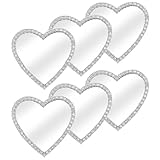 CHILDWEET 6個 携帯電話のケースが大好きです 愛の形をした鏡 小さな手鏡 電話ケースの装飾キット 小さな携帯鏡 携帯電話用ミラー ポケットサイズの鏡 ガラス Silver