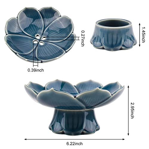 Craffancy Flower Arranging Supplies, Cyan-Blue Lotus Flower Vase Ceramic Flower Pot For Ikebana Floral Art Fruit Dish Home Decoration #TOP1