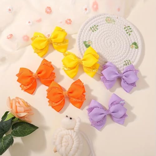 Clip para cabello con lazo brillante de 4 pulgadas, 2 piezas miniatura 6