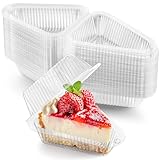 Zezzxu 100 Pack Cake Slice Containers with Hinged Lids, Clear Plastic Cheesecake Carriers Disposable Triangle Slice Boxes for Cake or Pie Slices, Sandwiches, Desserts