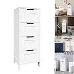 4-Drawer Waterproof Bathroom Cabinets, Floor Cabinet Organizer Free Standing Storage Cabinet for Living Room,Bedroom,Kitchen,Hallway
