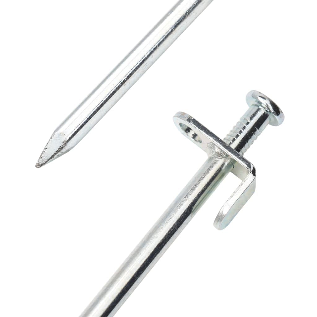24er Zeltheringe aus verzinktem Stahl, 19, lang, stark, silbern, mit Haken und Öse für Zeltzubehör, Abspannleine, Sturmleine, Tarp und Pavillon bei Camping und Wandern