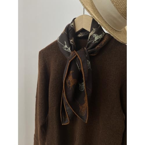 Women's Square Silk and Wool Scarf, 26 inches, Double Sides printed,Gift Packed3