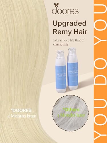 Image of DOORES Sew in Hair Extensions Real Human Hair, 18 Inch 120g Platinum Blonde, Natural Virgin Weft Extensions for Women