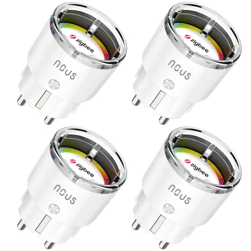 A1Z ZigBee Inteligentna wtyczka z monitorowaniem energii, 10 A, zdalne sterowanie, sterowanie głosowe, harmonogram i timer, kompatybilna z Alexa, Google Home, wymaga hubu ZigBee, 4 sztuki
