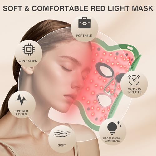 Image of 660nm & 850nm Red Light for Face, Soft LED Red Light Mask Face for Home Use