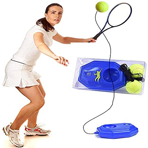 hmkazm Herramienta de Entrenamiento de Tenis, Entrenador de Tenis en Solitario, Herramienta de Entrenamiento de Tenis para Trabajo Pesado con Pelota De Ejercicios Sport Auto-Study Rebound Ball (Azul)