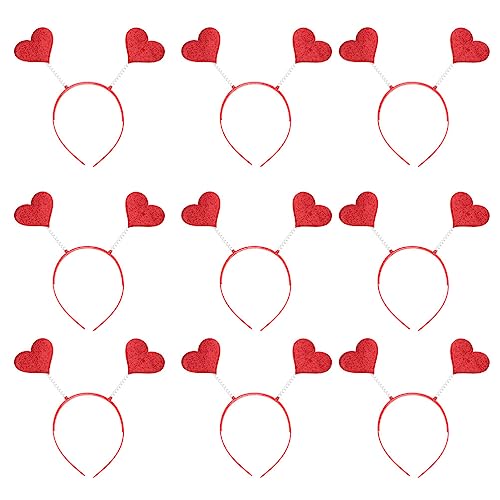 SOLUSTRE Herz-Stirnbänder – 2 Stück Mit Glitzer & Antennen, Süße Party-Deko Für Valentinstag, Karneval Oder Geburtstag