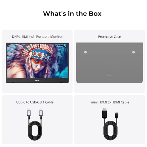 Image of Portable Monitor for Laptop, 15.6-inch FHD 1080P 60Hz IPS Matte Screen, Laptop Screen Extension, USB-C & Mini HDMI, VESA Mount Support, Compatible with PC, MacBook, Switch, PS4 /5, Xbox