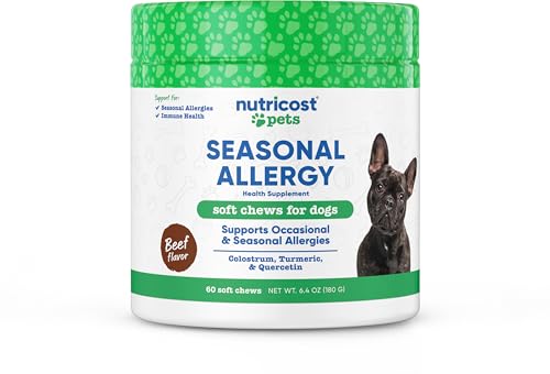 Nutricost Pets Seasonal Allergy Supplement Soft Chews for Dogs (Beef Flavored) 60 Soft Chews - Supports Occasional & Seasonal Allergies Health, NASC Certified