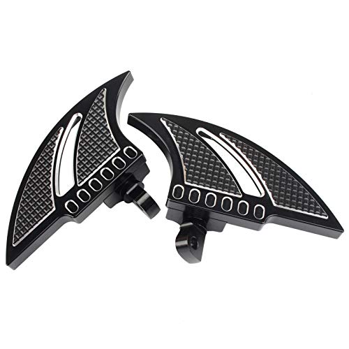 Black Motorcycle Driver Floorboards Foot Pegs CNC Blade Tomahawk Passenger Footrest for Touring Street Glide FLHX Breakout Softail Dyna