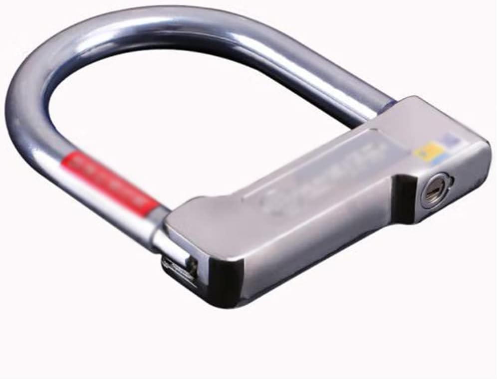 Heavy Locks Security U-Lock, Heavy Duty Zinc Alloy Bike Padlock Security Keyed Lock, for Door Bicycle Motorcycle Bike Silver U-Locks for Bicycles