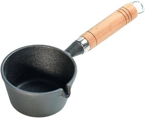 Zerodeko Sartén de hierro fundido calentador de mantequilla, mini sartén de huevos, sartén de hierro para sopa de hierro, olla de fusión de