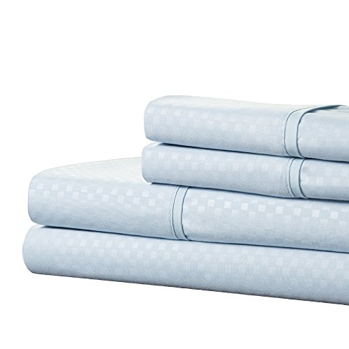 Brushed Microfiber Sheets Set- 4 Piece Hypoallergenic Bed Linens With Deep Pocket Fitted Sheet And Embossed Design By Lavish Home (Blue, Queen) #TOP1