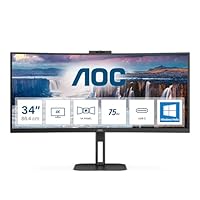 AOC CU34V5CW - Monitor curvo WQHD da 34 pollici, webcam da 2 MP, altoparlante, altezza regolabile...