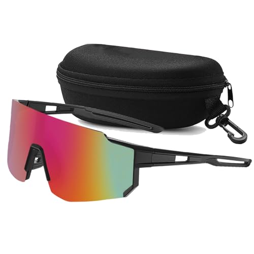 Wieerda Cycling Sunglasses Sports Polarized Sunglasses for Men and Women UV 400 Protection Polarised Sun Glasses for Baseball Running Golf Driving Fishing Goggles (Blcak Purple)