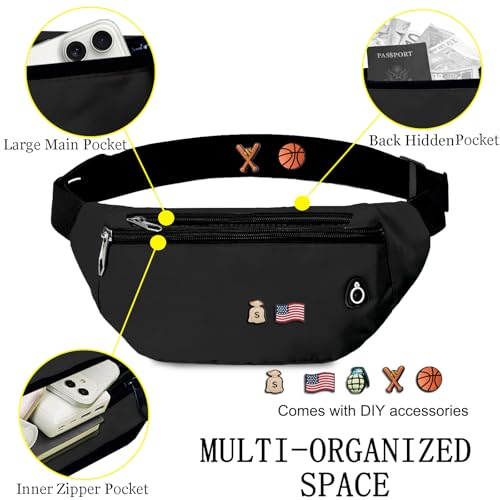Image of Fanny Pack for Women Men,Crossbody Fanny Pack Water Resistant Sports Waist Bag Pack, Belt Bag for Travel Hiking Running