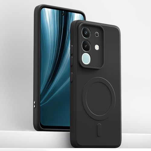 Image of Pikkme Back Cover for Vivo T4x 5G / iQoo Z10x 5G / Vivo Y31 Pro 5G Soft Matte Silicone Mag-Safe Design (Mag-Safe Not Support) Camera Protection | Slim Fit Bumper Cover (Black)