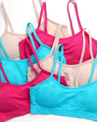 Limited Too Girls' Training Bra - 6 Pack Seamless Racerback Sports Bra, Removable Pads (S-L)3