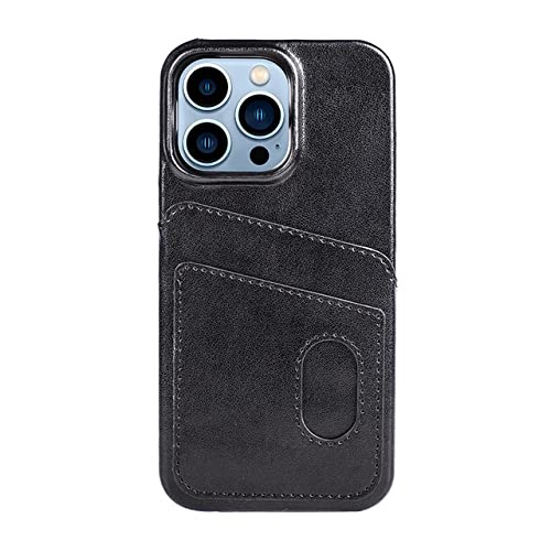 Étui de luxe en cuir pour iPhone 14 13 Pro Max noir avec étui arrière insère