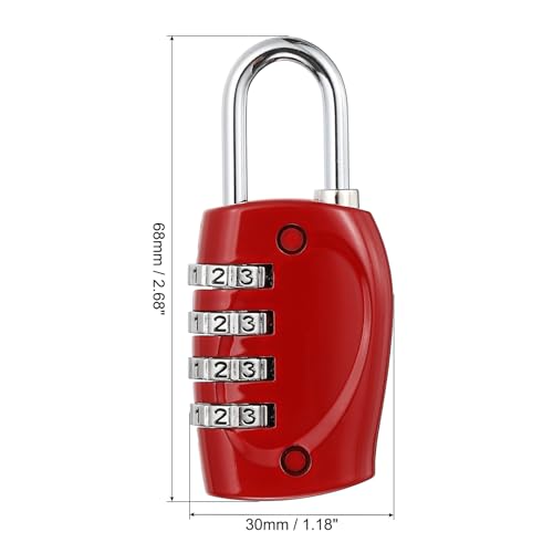 Image of PATIKIL Combination Lock, 4 Digit Outdoor Padlock Waterproof Locker Lock for Luggage Suitcase, Gym Locker, Fence, Filing Cabinets, Toolbox, Gate, Red