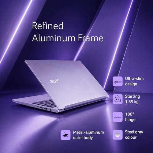 Image of Acer Aspire Lite, Intel Core 3-100U Processor, 8GB DDR4 RAM /512GB SSD, 39.62cm /15.6 inch FHD IPS Display, Win 11 Home, Steel Gray, 1.59 Kg,AL15-53, Thin & Light Laptop