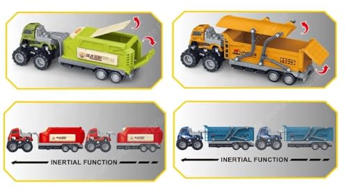 Image of 1:43 Metal Toys Alloy Diecast Truck Set Toy, Diecast Miniature Car Model (Pack of 2-Multicolor) (Engineering Transport Truck)