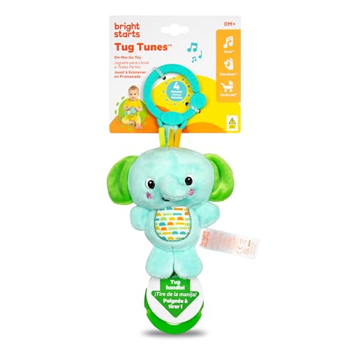 Image of Bright Starts Tug Tunes On-The-Go Toy for Stroller and Carriers - Elephant - Unisex, Newborn +