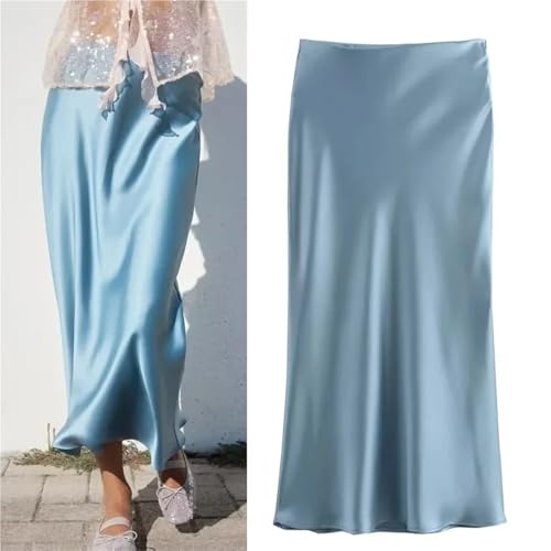 Satin Skirt Women's Clothing Long Skirt High Waist Satin-Like Silk Sensation2