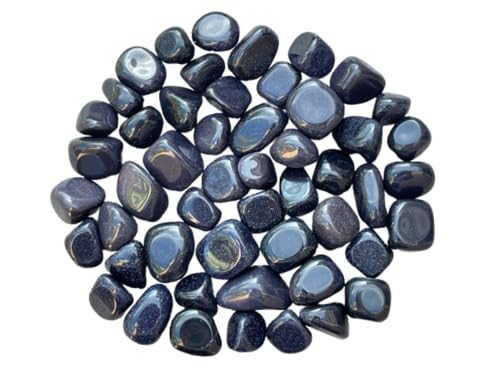 GAF TREASURES 5 Pcs Blue Goldstone Tumbled Stones, Polished Natural Gemstone, Healing Crystals, Pocket Stones, Crystal Collection