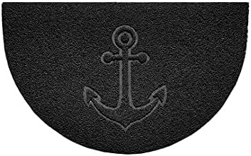 Nicoman Embossed Halfmoon Half Circle Door Mat Dirt-Trapper Jet-Washable Doormat 70x44cm (Grey, HEART Shape) - Use Indoor or Sheltered Outdoor