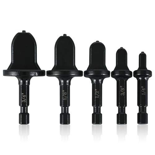 5PCS HVAC Copper Tube Flaring Tool Drill Bit Set, Air Conditioner Copper Tube Expander Swaging Tool Drill Bit Coppers Pipe Swage, Coppers Pipe Expander Bits Include 3/4 5/8 1/2 3/8 and 1/4, Black