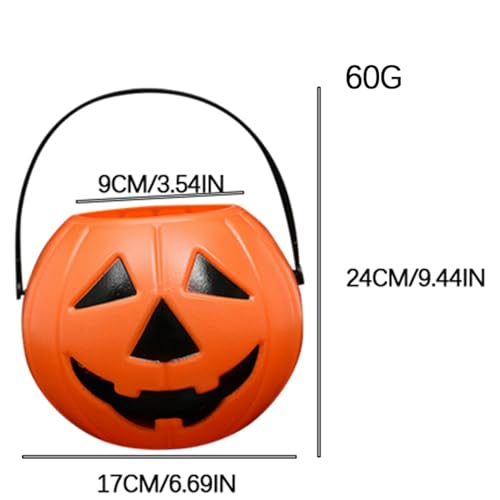 Halloween Pumpkin Bucket, Plastic Pumpkin Candy Buckets Bags, Halloween Children Trick Candy Pail Holder Portable-Pumpkin Face Candy-Bucket with Handles Halloween Decoration (A-002, 24CM) - Image 3