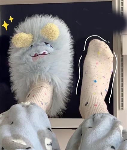 Epsion Cute Monster Fuzzy Women's Slippers Winter Fluffy Slip On Plush Indoor Bedroom Shoes3