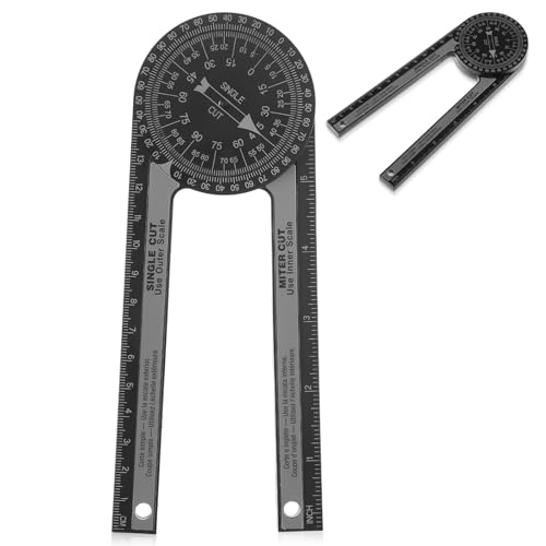 Miter Saw Protractor Replace Model Miter Saw Protractor Angle Finder Tool 360 Protractor Portable Miter Saw Protractor with Measuring Scales for Inside Outside Corner Skirting (Black)
