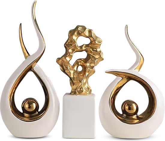 Set di statue decorative in oro di lusso - Eleganti accessori per la casa per interni moderni