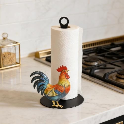 Porta rollos de cocina de hierro resistente y estable para encimera - Estilo D 5