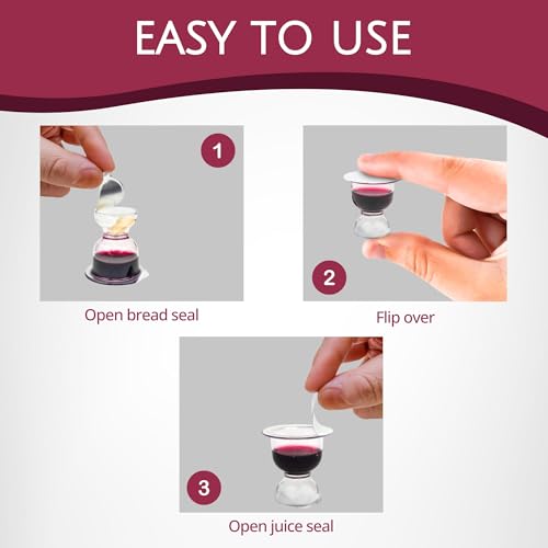 TrueVine Chalice Communion Cups and Wafer Set - Prefilled Cups with Fresh Unleavened Bread & Grape Juice - Carefully Packaged & Easy to Open Elements for your Church Services, Fits in Trays (1000 CT) - Thumbnail 2