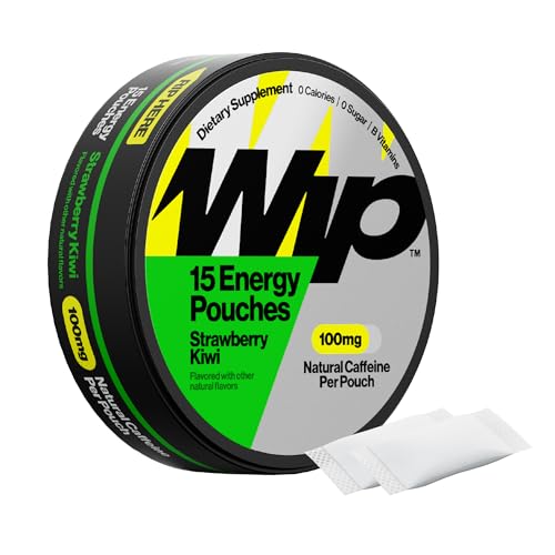 Image of Wip Energy Pouches | 100mg Natural Caffeine | Vitamins and Minerals | Strawberry Kiwi | 15 Pouches Per Can | 1 Can