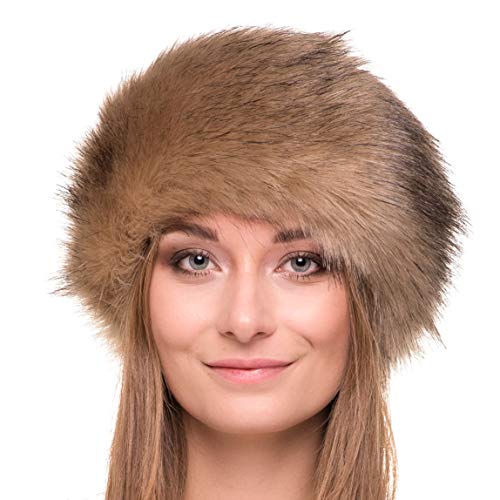 Futrzane Diadema Mujer Invierno Piel Sintética (Beige)