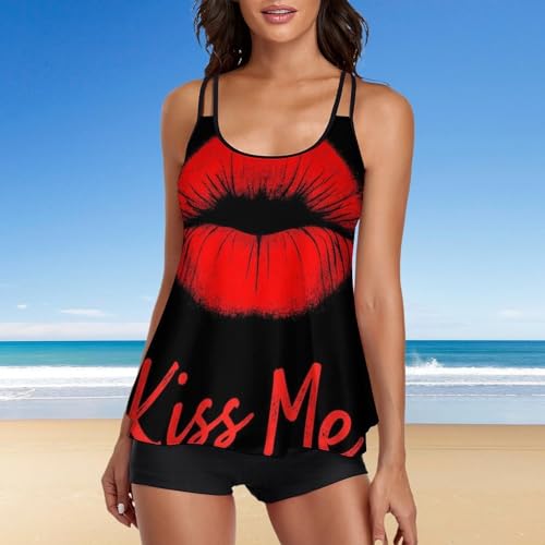 Women Two Piece Swimsuit Monokini Halter Neck Swimdress Retro Boho Beachwear4